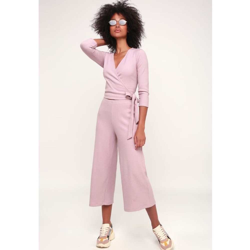 Lulus -  ridden wrap shirt & culotte pants set